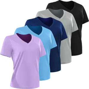 1-5 Pack Women's Short Sleeve Shirts UPF 50  Sun Protection T-Shirts V Neck Workout Quick Dry Tops