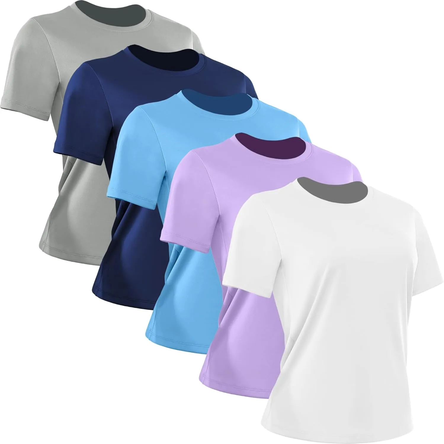 1-5 Pack Women's Short Sleeve Shirts UPF 50  Sun Protection T-Shirts V Neck Workout Quick Dry Tops