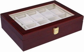 10 Slots Watch Boxes Organizer 12 Grids Wood 2 3 5 6 Slot Watches Holder Stand Case Jewelry Display Wooden Storage Gift Box(10 Slots)