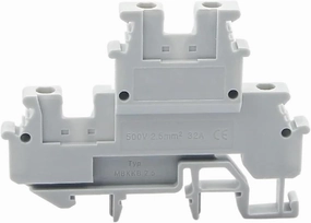 10Pcs MBKKB-2.5 Din Rail Terminal Block Double Layer Screw Connector 32A 800V AWG24-10 Electrical Wire