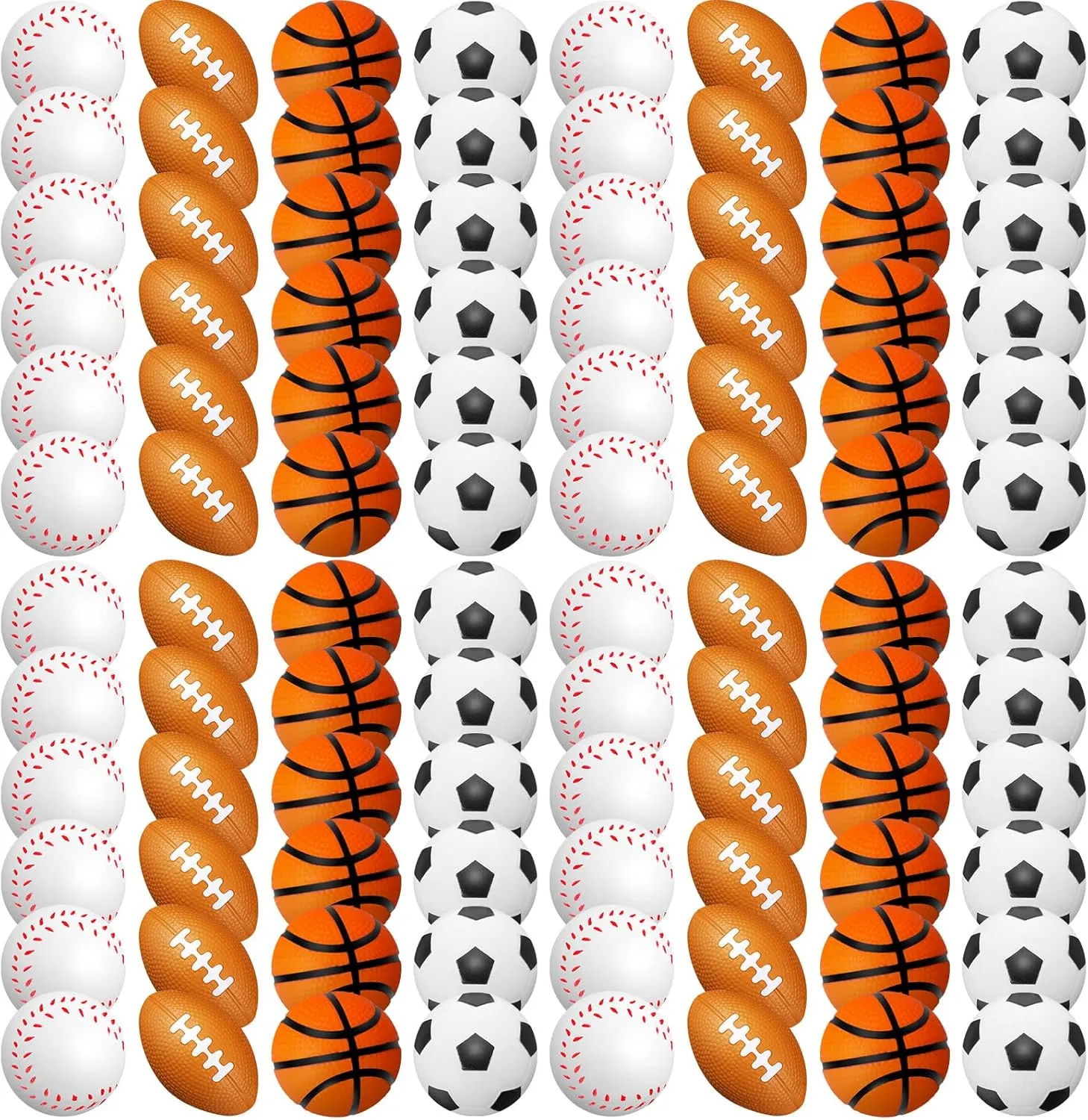 120 Pieces Sports Stress Balls Mini Foam Soccer Ball, Basketball, Football, Baseball Stress Balls for Anxiety Relief Sports Themed Birthday Party Supplies Game Stocking Stuffers