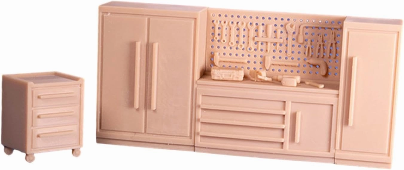 1/64 Tiny Cabinet Tool Model for Photography and Micro Landscape Decor, Workbench Set
