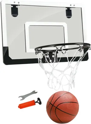 1Pc Mini Door Hanging Basketball Board Transparent Indoor Backboard for Home Office Easy Assembly Black Mini Basketball Hoop for Fun Relaxation