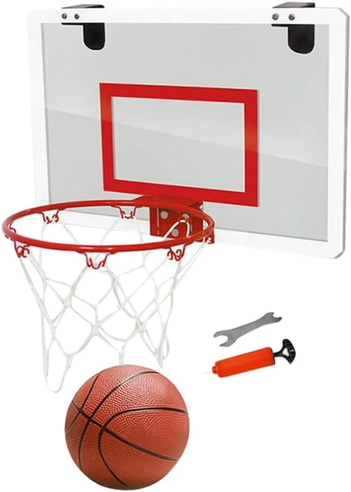 1Pc Mini Door Hanging Basketball Board Transparent Suspension Backboard for Home Office Easy to Install Space Saving Design Basketball for Indoor Play