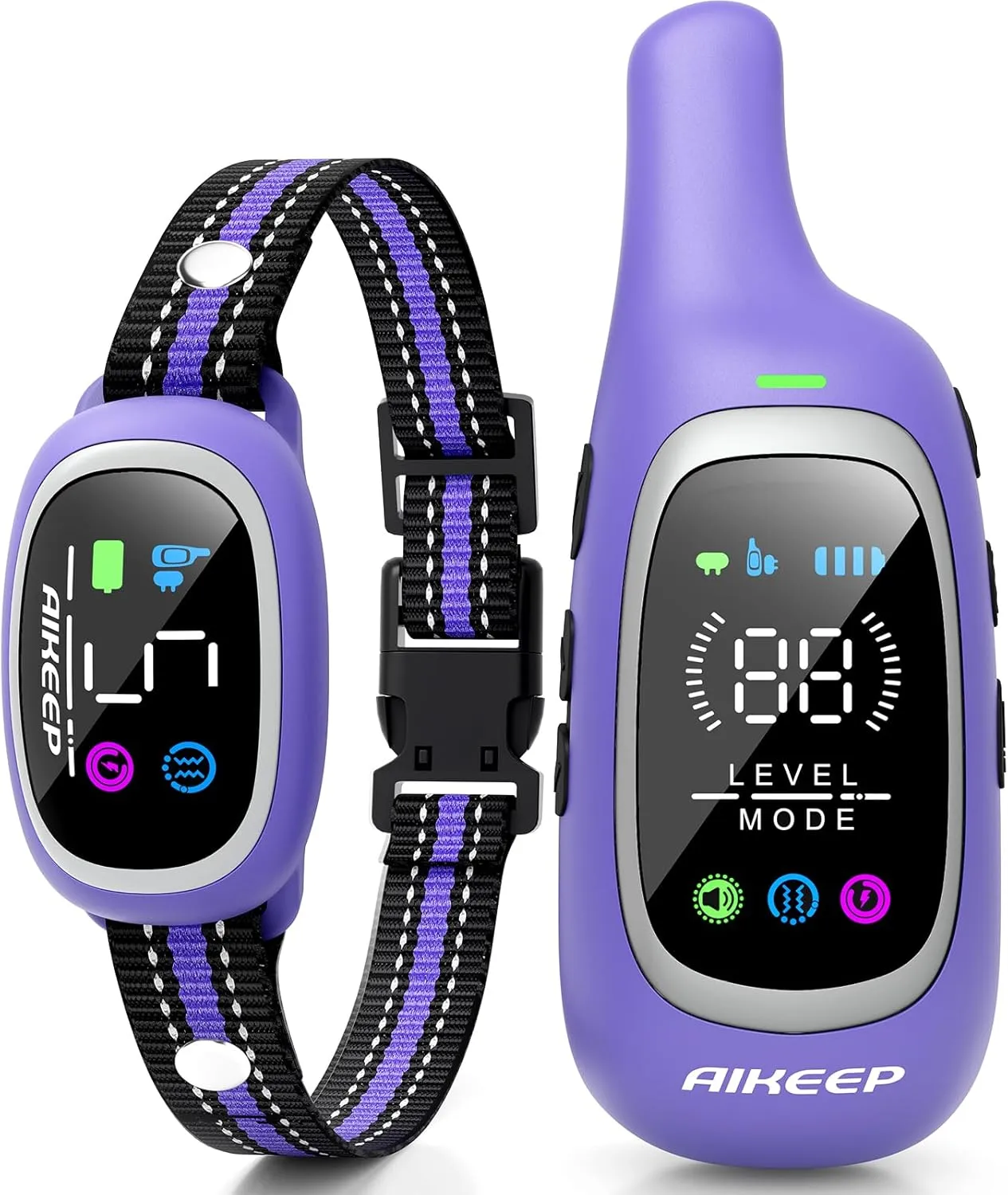 2-in-1 Bark and Shock Collar for Dogs – 3300FT Electric Dog Training Collar with Remote, IP67 Waterproof with Anti-Bark/Beep/Vibration/Shock Modes for Small Medium Large Dog(5-120Lbs)(Purple)
