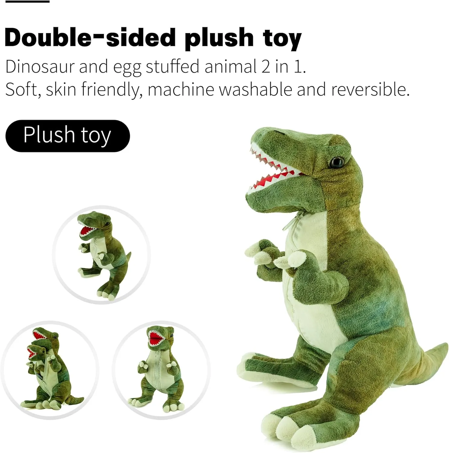 2 in 1 Dinosaur Stuffed Animal Weighted Dragon Plush for Adults & Kids Dinosaur Egg Plushies Toys for Boys Simulation Toy with Babies Inside for All Ages