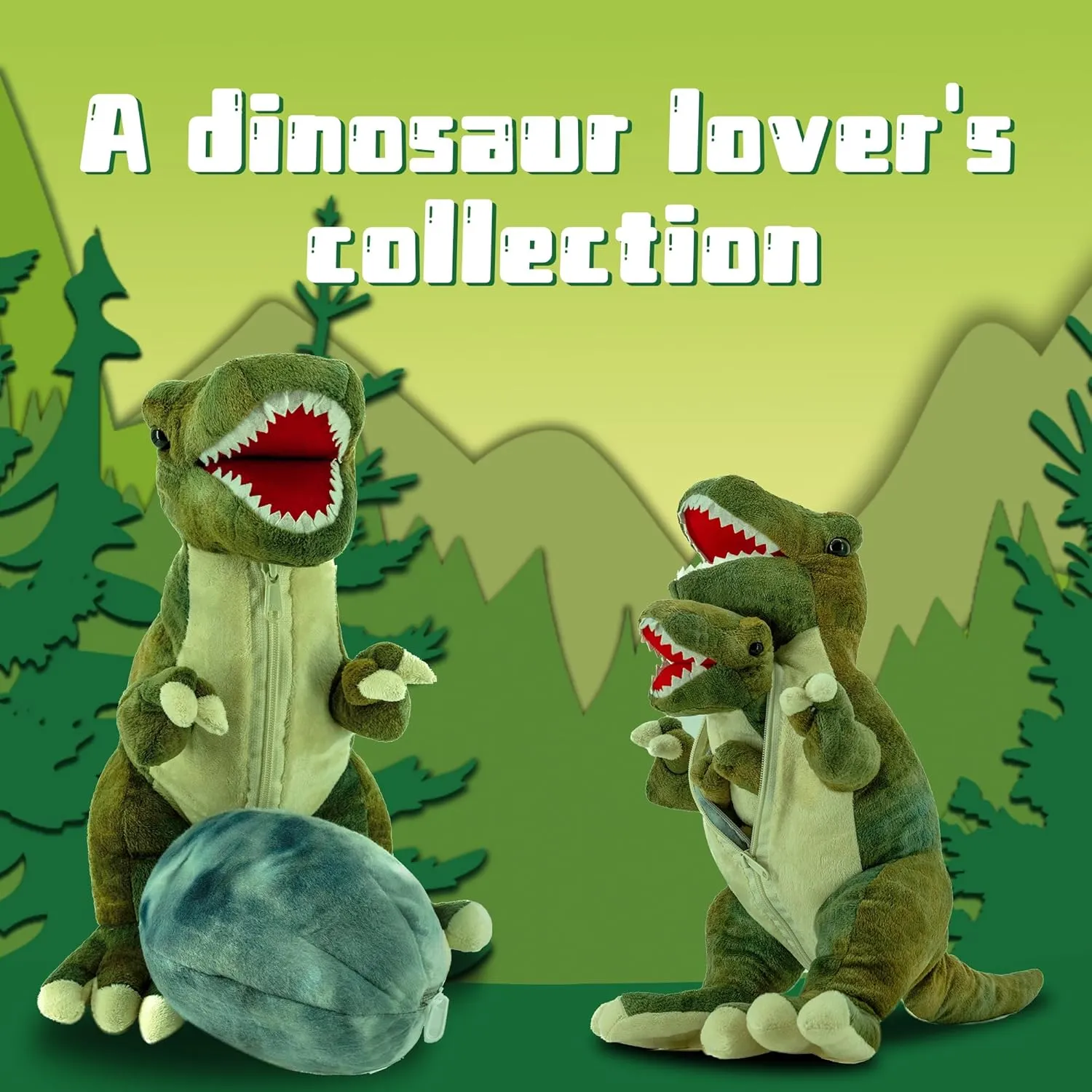 2 in 1 Dinosaur Stuffed Animal Weighted Dragon Plush for Adults & Kids Dinosaur Egg Plushies Toys for Boys Simulation Toy with Babies Inside for All Ages