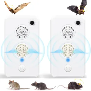 2 Pack Ultrasonic Bat Repellent Devices for Attic Porch House Bat Deterrent Devices Keep Away Bats,Rechargeable Bats Repellents Ultrasonic Indoor Outdoor Friendly to Human and Pet