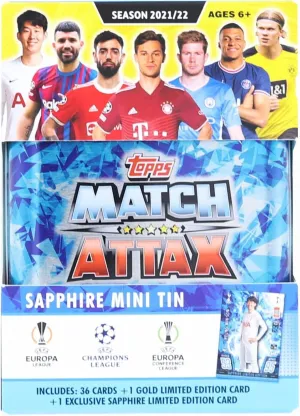 2021/22 Topps UEFA Champions League Attax Mini Tin | 36 Cards   Sapphire