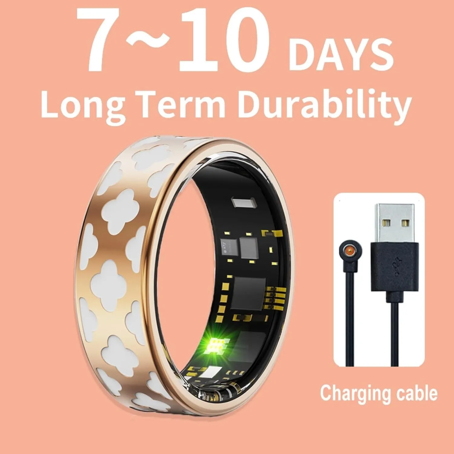 2025 Stylish Health Rings for Women, Fitness Tracker with Heart Rate Calories Sleep Step Tracker, IP68 Water Proof Wearable Smart Ring APP Control & Charging Case