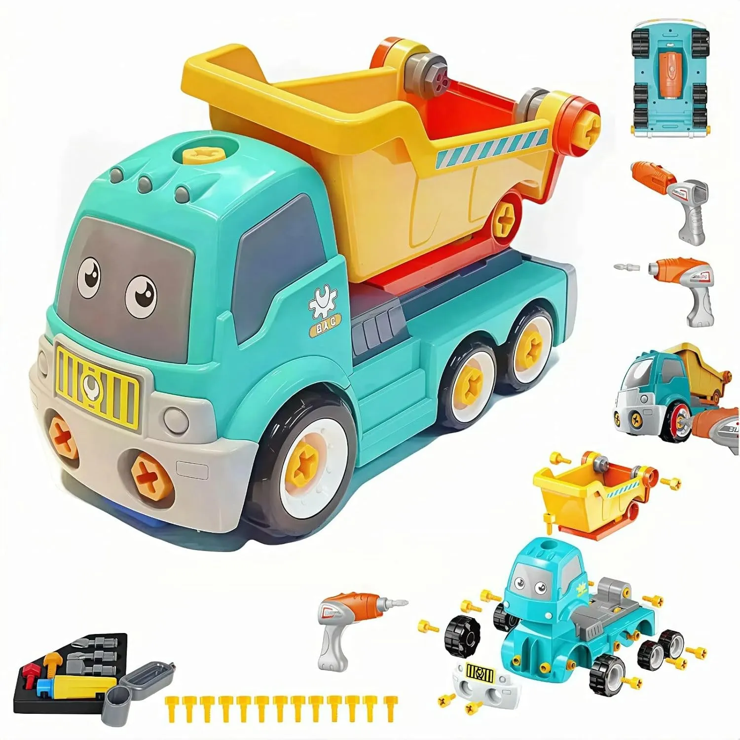 26 Pieces DIY Assembly Truck Toy, Educational Take Apart Construction Vehicle with Electric Drill, Toy Transporter, Ages 3 , 11 x 5.5 x 6.9 inches