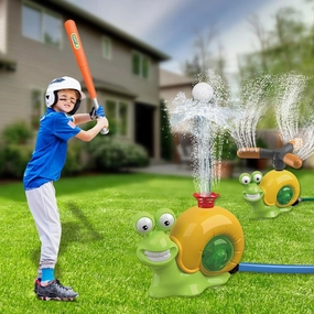 2 in 1 Water Sprinkler Baseball Toy Set,Summer Outdoor Rotating Sprinkler Toys with 2 Sprinkler Heads,Kids Backyard Lawn Pool Party Fun Game Equipment for Boys Girls Age 3 4 5-12