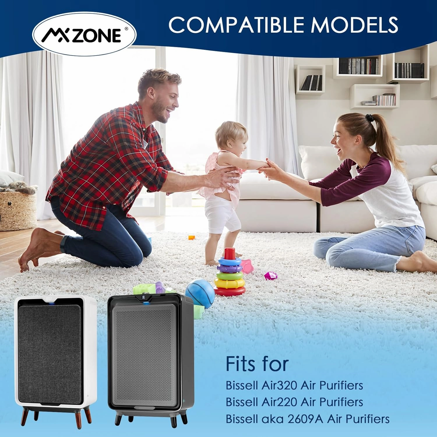 2 Set Air220 Air320 Filter Replacement Compatible with Bissell Air320 Air220 aka 2609A Air Purifier, 2678 True HEPA Filter and Pre Filter, 2677 Activated Carbon Filter Included