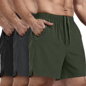 3 Pack Men's Athletic Running Shorts 5 Inch,Quick Dry Gym Workout Shorts with Zip Pockets