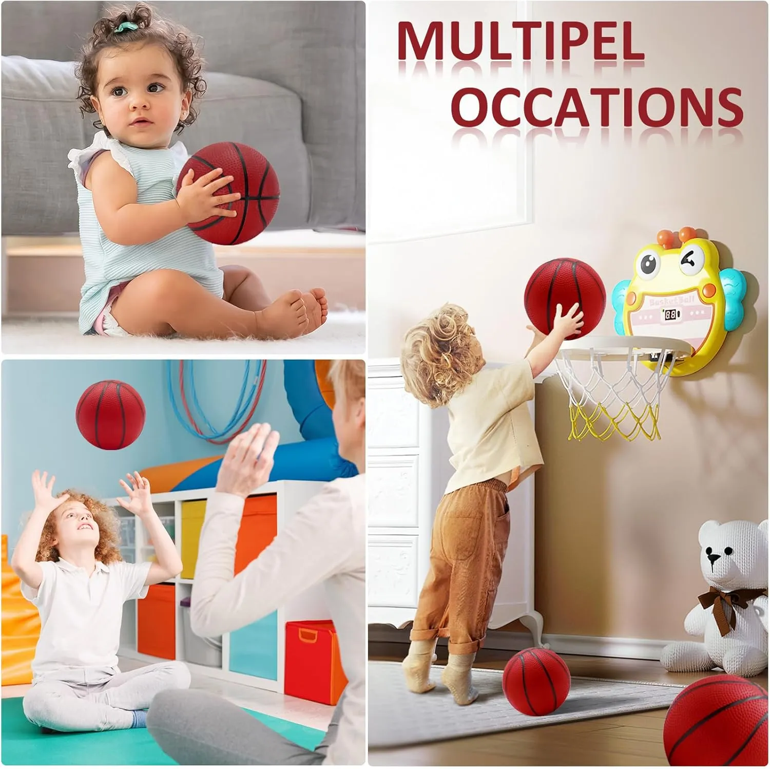 30Pcs 7" Inflatable Mini Basketball Balls Bulk Inflatable Small Basketballs Set, PVC Small Basketballs for Over The Door Basketball Hoop Games Party Favors Indoor Outdoor Play Adults Kids Pool Beach