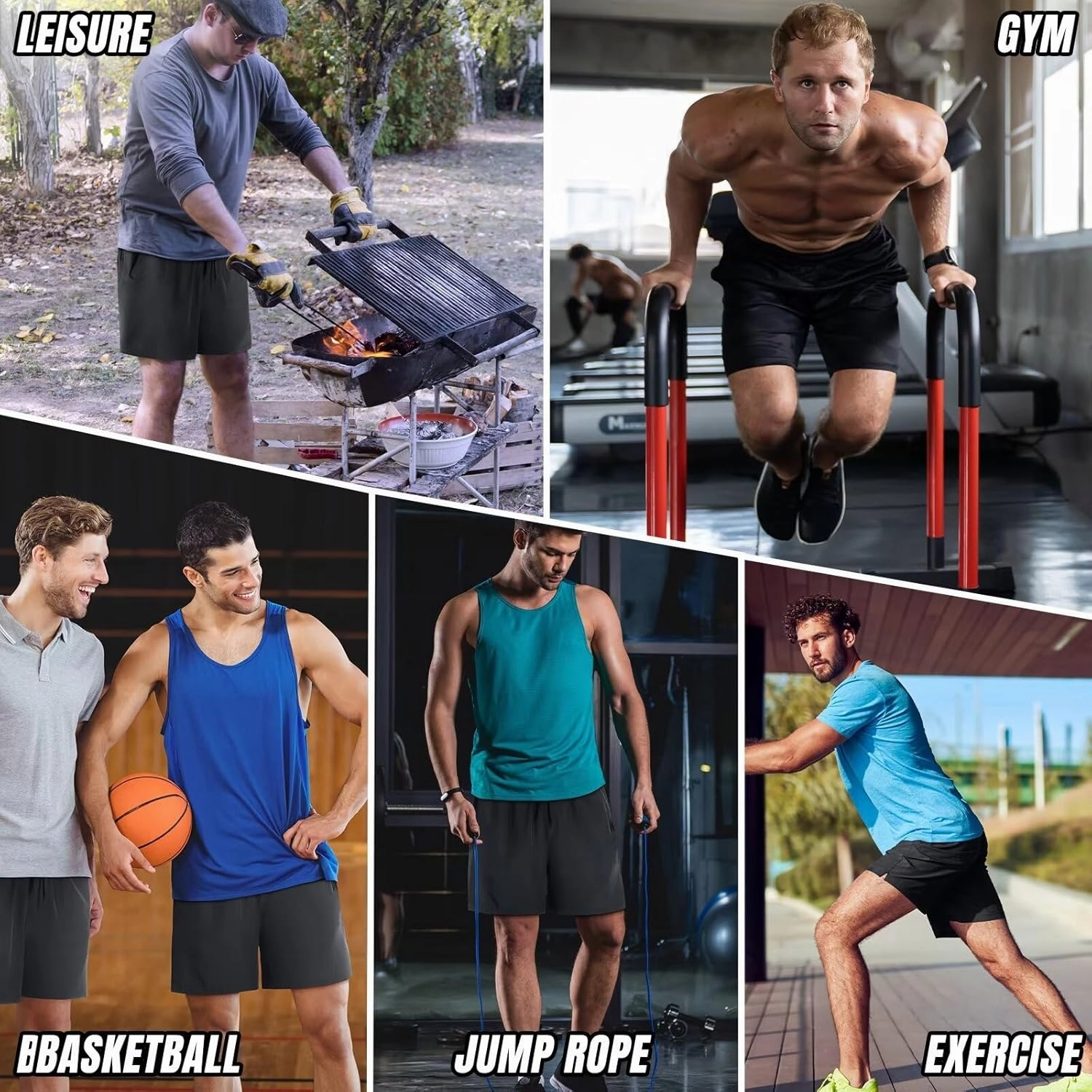3 Pack Men's Athletic Running Shorts 5 Inch,Quick Dry Gym Workout Shorts with Zip Pockets