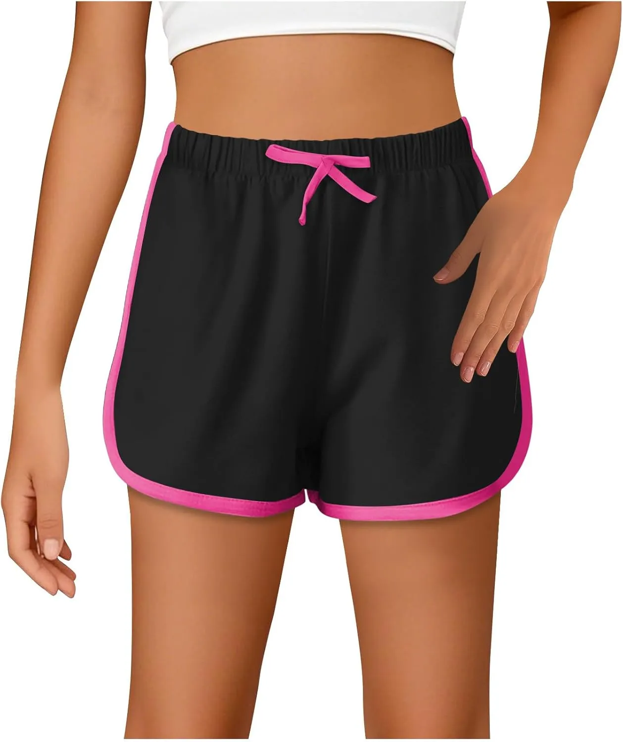 4-Pack Girls Athletic Shorts Casual Elastic Waist Kids Summer Running Dance Yoga Sports Shorts for for 3-11 Years