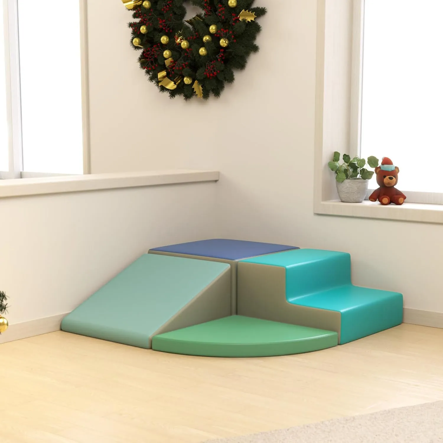 4 Pieces Kids Climbing Toys for Toddlers 1-3, Lightweight Couch Kids for Crawling and Sliding, Soft Play Equipment Foam Blocks Climber, Indoor Climb and Crawl Activity Play Set