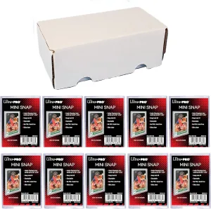 400 Count Cardboard Card Storage Box   10 Ultra Pro Mini Snaps - Perfect for Baseball, Football, Basketball Cards & Collectible Gaming & TCG