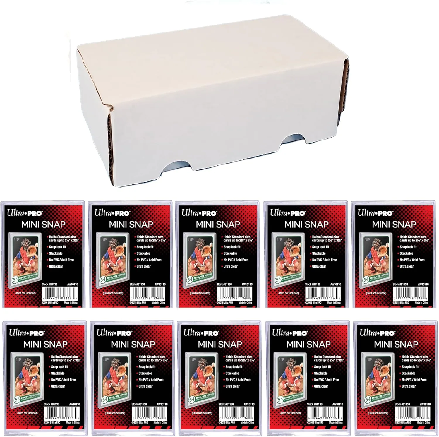 400 Count Cardboard Card Storage Box   10 Ultra Pro Mini Snaps - Perfect for Baseball, Football, Basketball Cards & Collectible Gaming & TCG