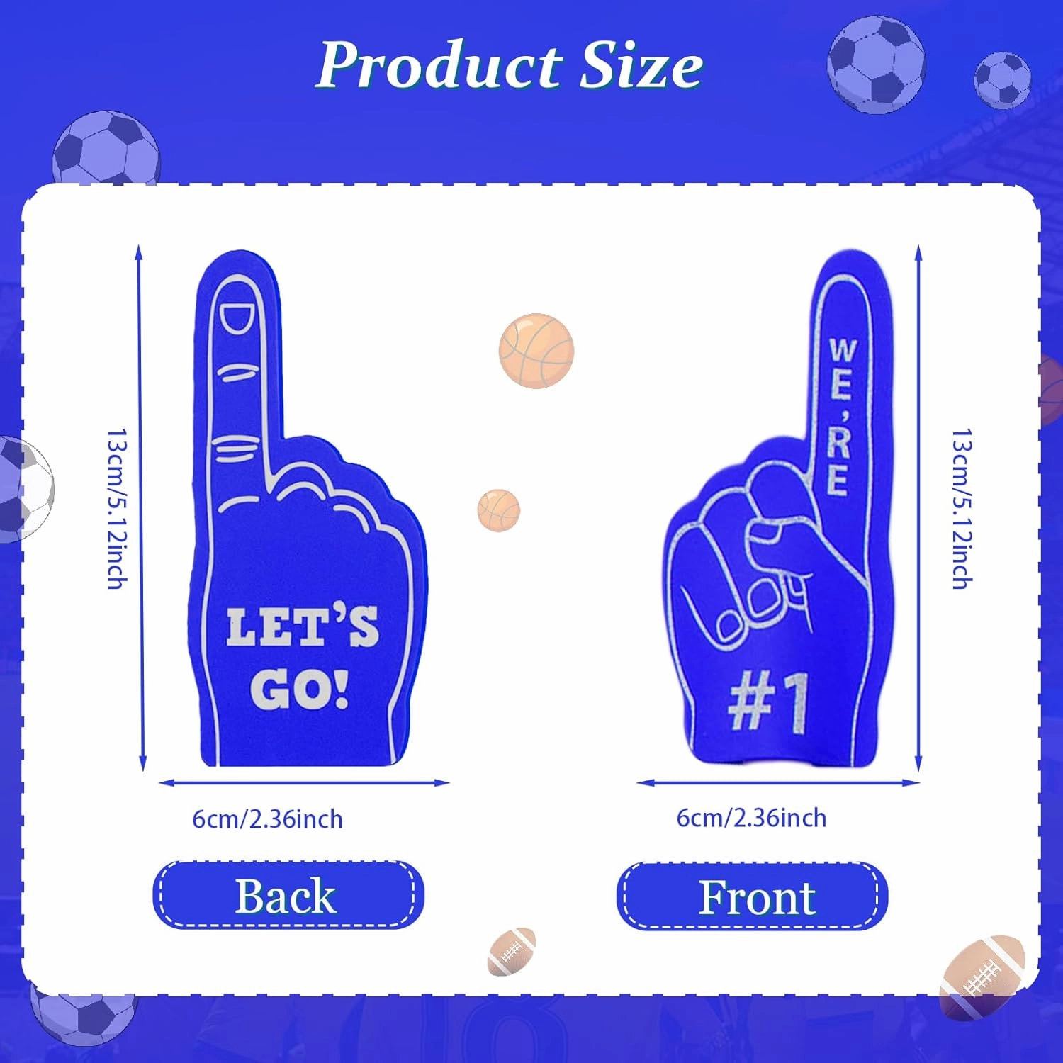 48 Pieces Mini Foam Finger, Sport Fan Party Favors, We're #1 Sports Themed Party Supplies for Baseball Basketball Football Soccer Events Team Gifts (Blue)
