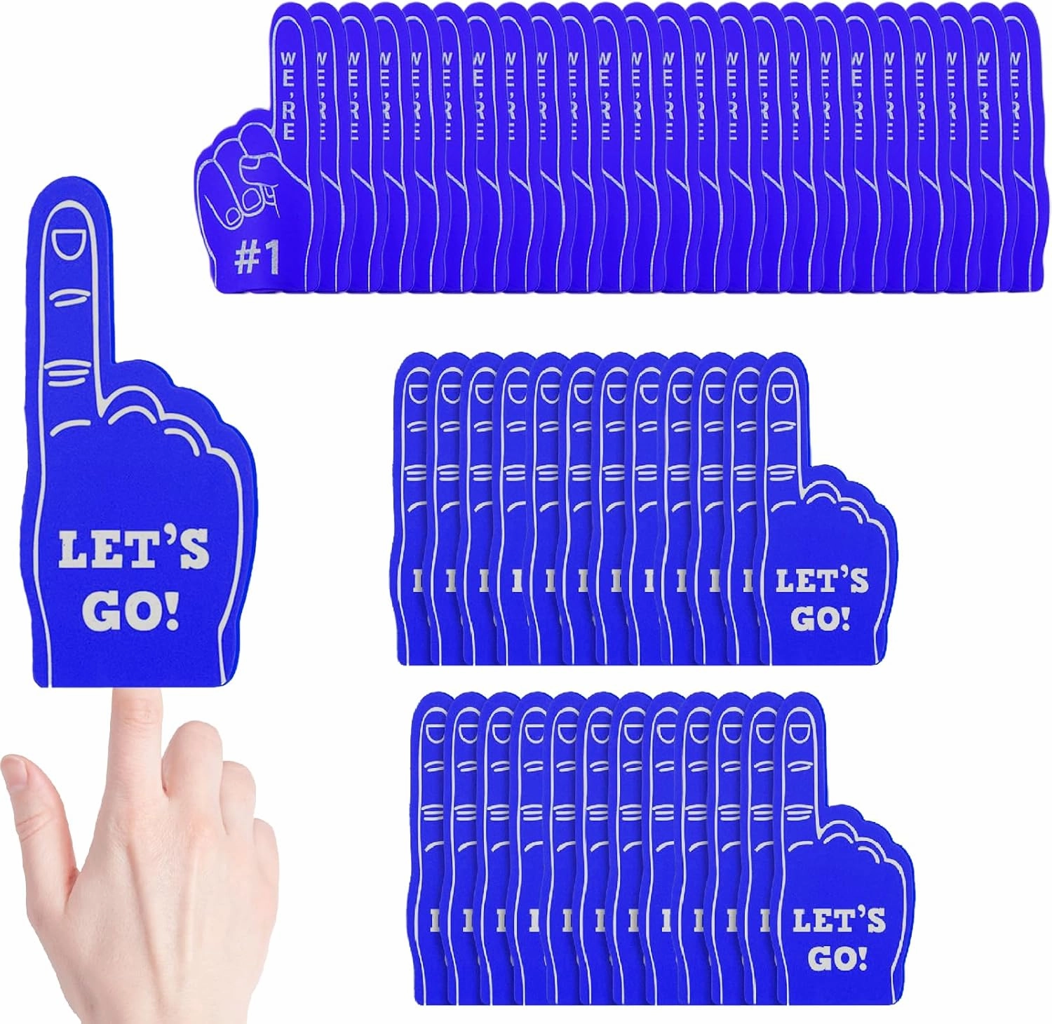 48 Pieces Mini Foam Finger, Sport Fan Party Favors, We're #1 Sports Themed Party Supplies for Baseball Basketball Football Soccer Events Team Gifts (Blue)