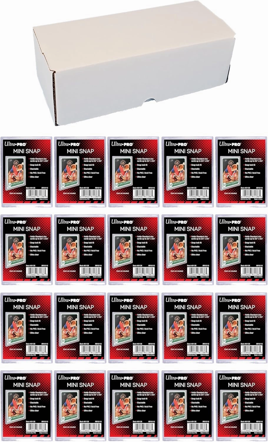 500 Count Cardboard Card Storage Box   20 Ultra Pro Mini Snaps – Perfect for Baseball Cards, Football Cards, Basketball Cards, Collectible Gaming & TCG