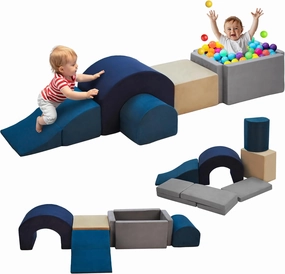 7 Pieces Climbing Toys and Blocks - Indoor Soft Foam Climber PlaySet for Toddlers, Kids, and Babies Ages 1-3 - Perfect for Crawling and Ball Pit Play