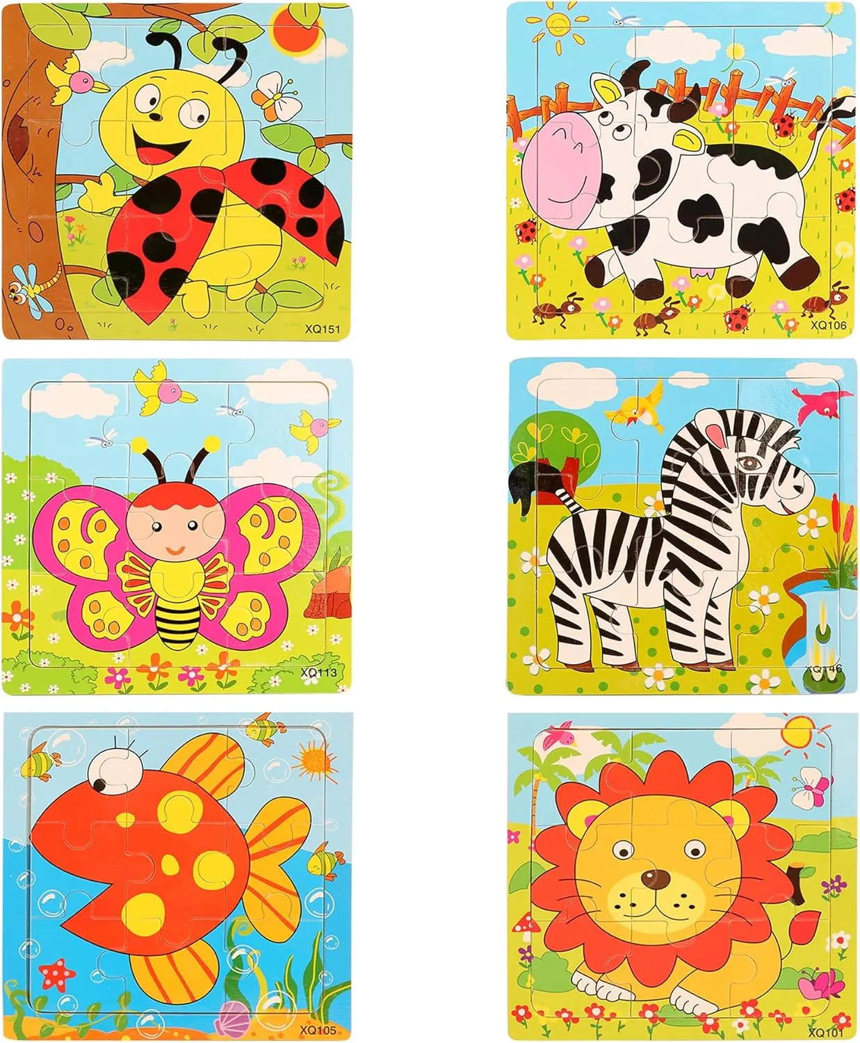 9 PCS Wooden Puzzles for Toddlers Ages 1-2 - Set of 6 Colorful Educational Puzzles, Fine Motor Skills Toys, Interactive Learning Activities, Engaging Developmental Toys for Young Kids