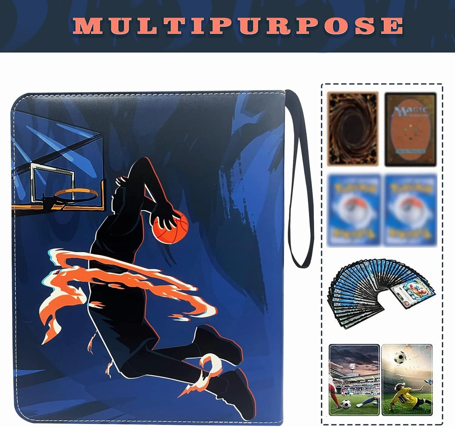 900 Pockets Basketball Cards Binder,Trading Cards Holder Card Collectors Album,Trading Card Binder 9 Pocket with 50 Removable Sleeves for Basketball Card and Sports Card