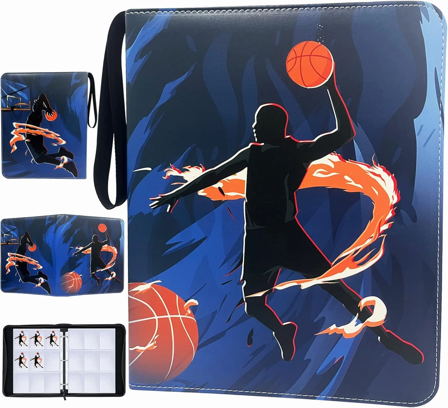 900 Pockets Basketball Cards Binder,Trading Cards Holder Card Collectors Album,Trading Card Binder 9 Pocket with 50 Removable Sleeves for Basketball Card and Sports Card