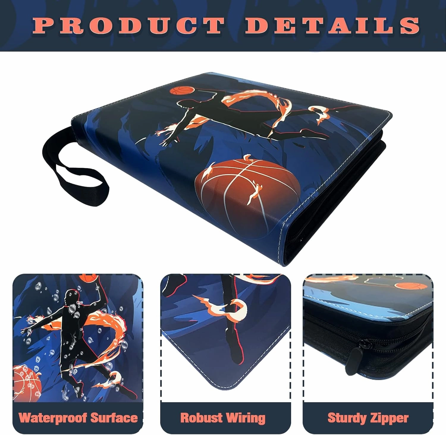 900 Pockets Basketball Cards Binder,Trading Cards Holder Card Collectors Album,Trading Card Binder 9 Pocket with 50 Removable Sleeves for Basketball Card and Sports Card