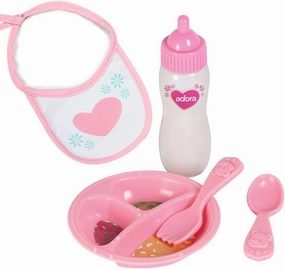 Adora Baby Doll Accessory and Magic Feeding Set, Includes Magic Plate, Disappearing Milk Bottle, Bib, Fork, and Spoon, Birthday Gift For Ages 2 