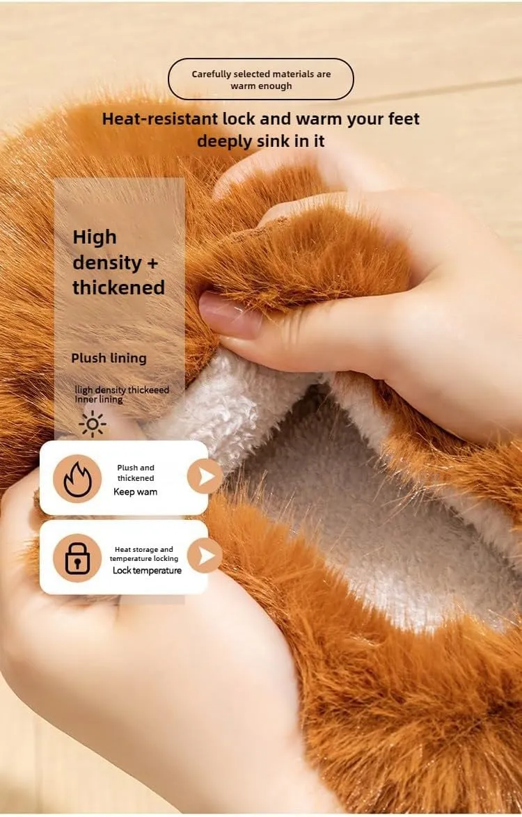 Adorable Capybara Fuzzy Slippers, Cozy and Warm Thick-Sole Home Slippers for Fall and Winter