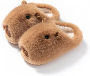 Adorable Capybara Fuzzy Slippers, Cozy and Warm Thick-Sole Home Slippers for Fall and Winter