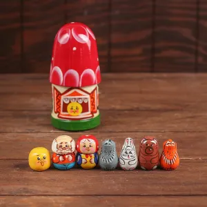 AEVVV Russian Tale Kolobok Themed Wooden Finger Puppet Theater – Interactive Storytelling Toy for Creative Play
