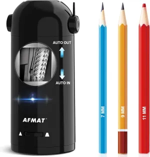 AFMAT Electric Pencil Sharpener for Colored Pencils 7-11.5mm, Robot Pencil Sharpener, Fully Automatic Rechargeable Hands-Free Pencil Sharpeners for Large Pencils, Home, Classroom, Battery Operated