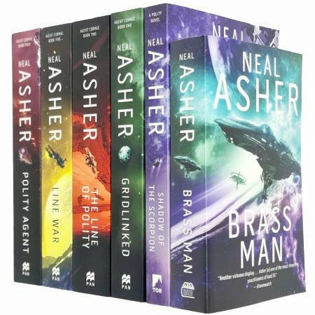 Agent Cormac Series 6 Books Collection Set by Neal Asher Brass Man, Polity Agent