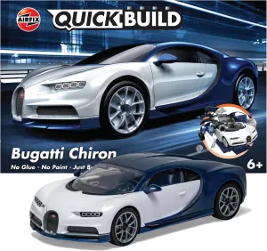 Airfix Quickbuild Bugatti Chiron Brick Building Plastic Model Kit Car J6044,Blue
