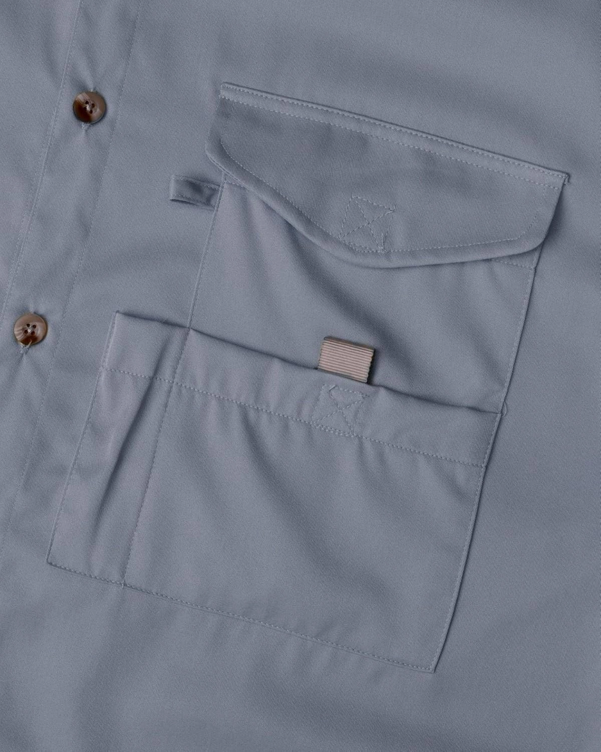 Alimens & Gentle Short Sleeve Fishing Shirt Wicking Fabric Sun Protection Casual Button Down Shirts