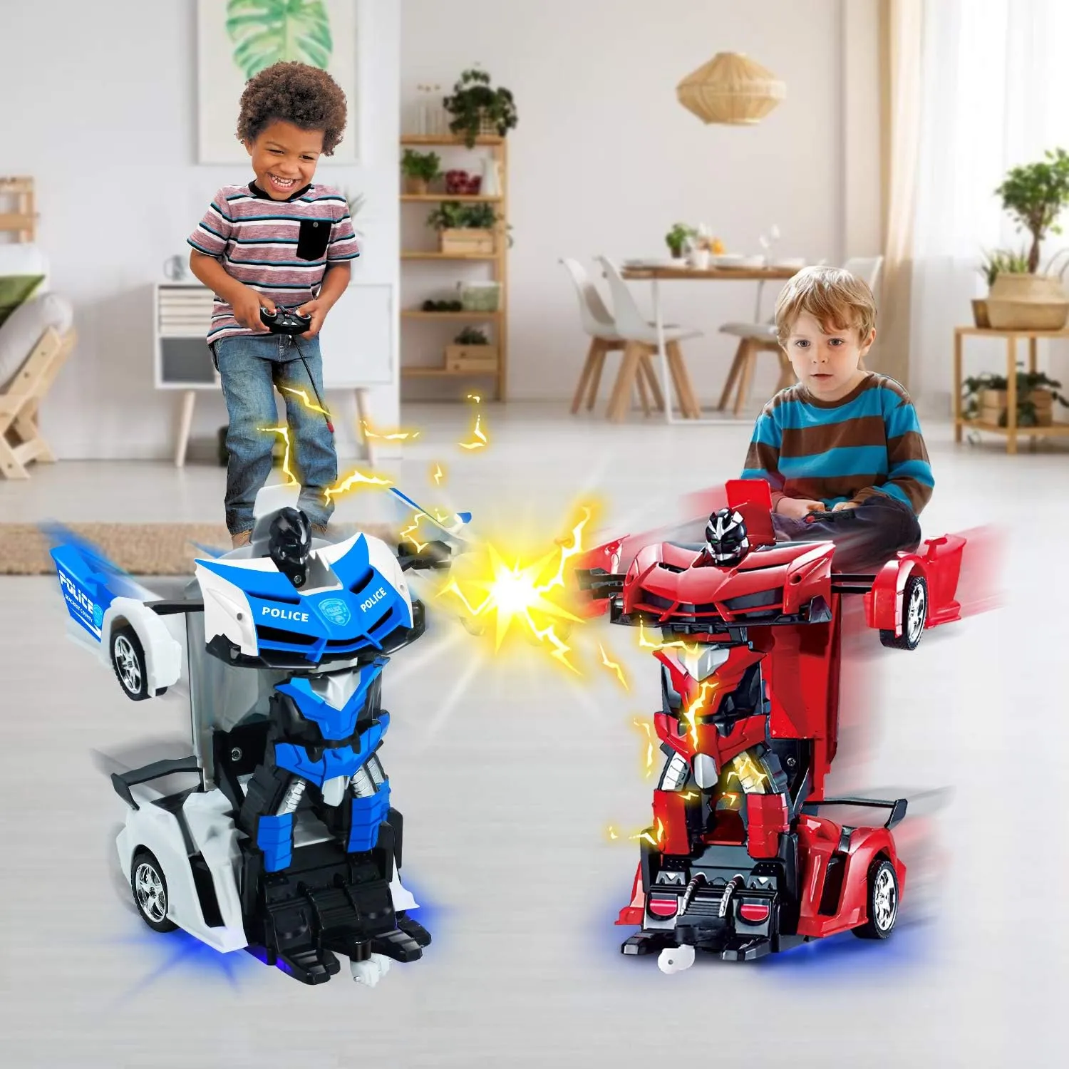 AMENON Remote Control Car - Transform Robot Toys for Boys Teens, Rechargeable RC Car with Lights, 2.4Ghz RC Car 1:18 Rechargeable 360° Rotating Race Transform Car Birthday Gifts Party Favors for Kids