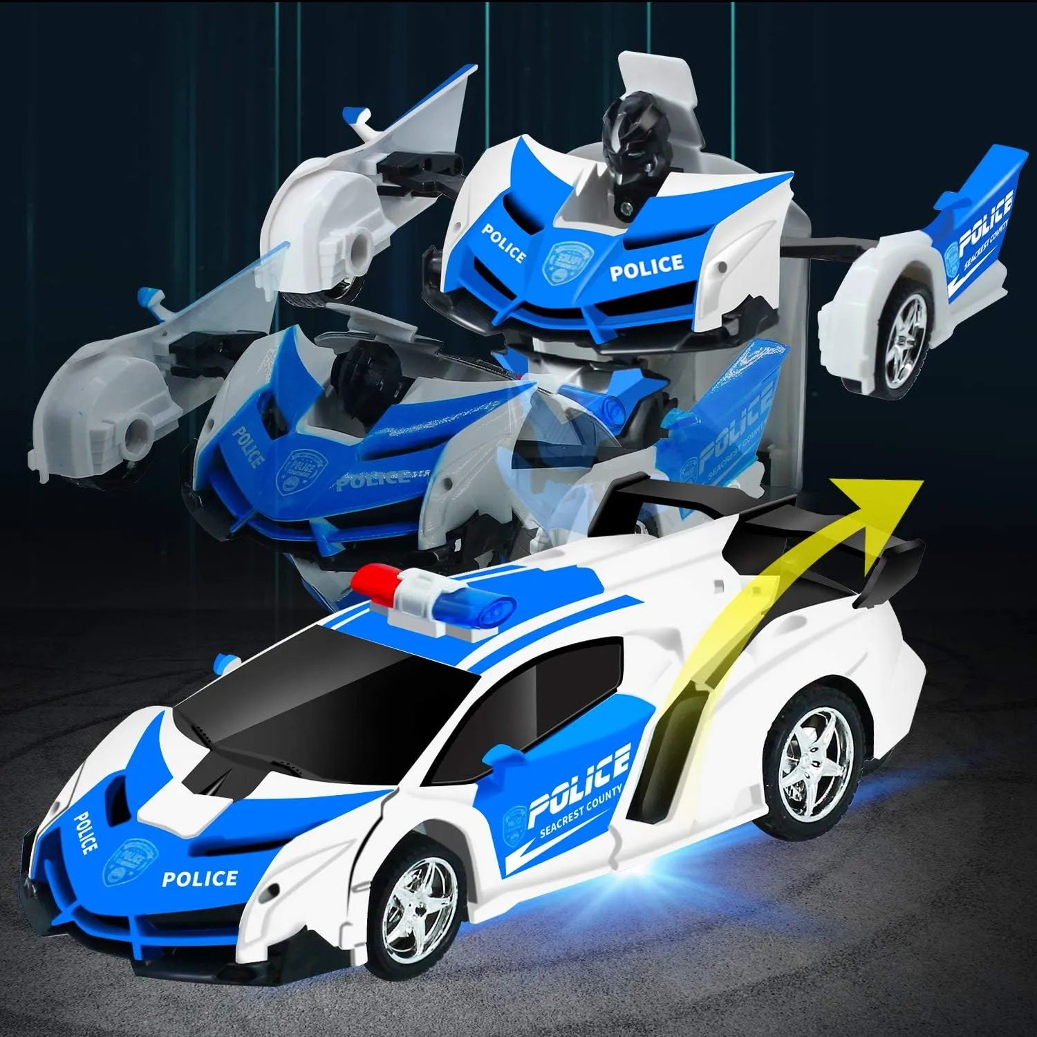 AMENON Remote Control Car - Transform Robot Toys for Boys Teens, Rechargeable RC Car with Lights, 2.4Ghz RC Car 1:18 Rechargeable 360° Rotating Race Transform Car Birthday Gifts Party Favors for Kids