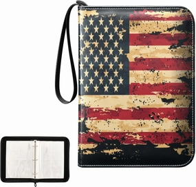 American Flag Painting Card Binder 4 Pocket, Trading Card Holder Fits 400 Game Cards with 50 Removable Sleeves, MTG Card Case Standard Size