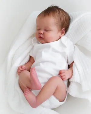 Angelbaby Real Life Sleeping Reborn Baby Life Size 19 inch Lifelike Newborn Doll in Soft Silicone Super Cute Alive Little Bebe Reborn Boy Feel Real Dolls for Children Best Gift Toys