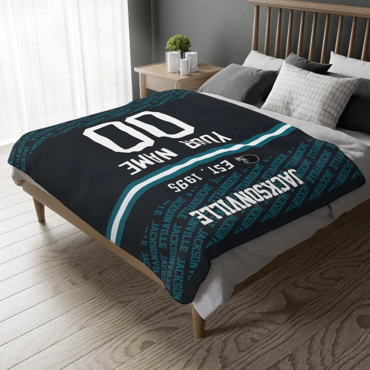 ANTKING Jacksonville Throw Blanket Custom Name and Number Blanket for Men Women Boy Gifts