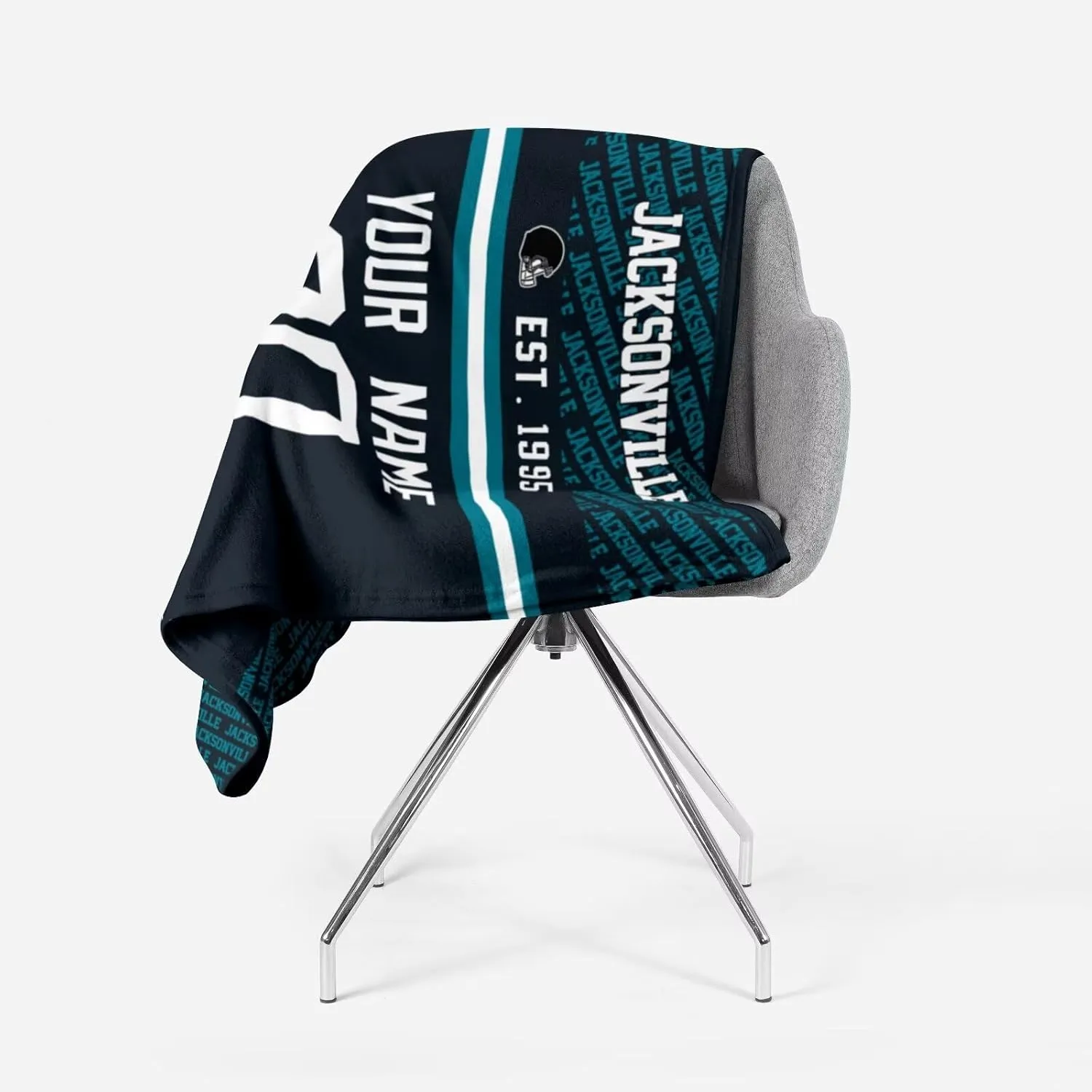 ANTKING Jacksonville Throw Blanket Custom Name and Number Blanket for Men Women Boy Gifts