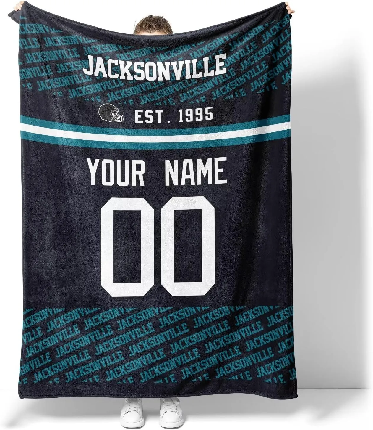 ANTKING Jacksonville Throw Blanket Custom Name and Number Blanket for Men Women Boy Gifts