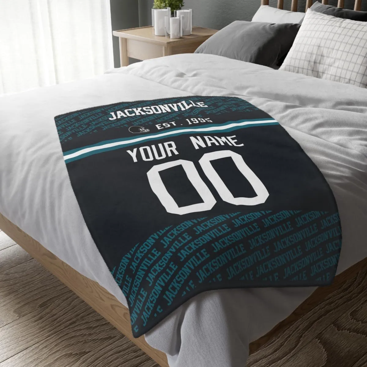 ANTKING Jacksonville Throw Blanket Custom Name and Number Blanket for Men Women Boy Gifts