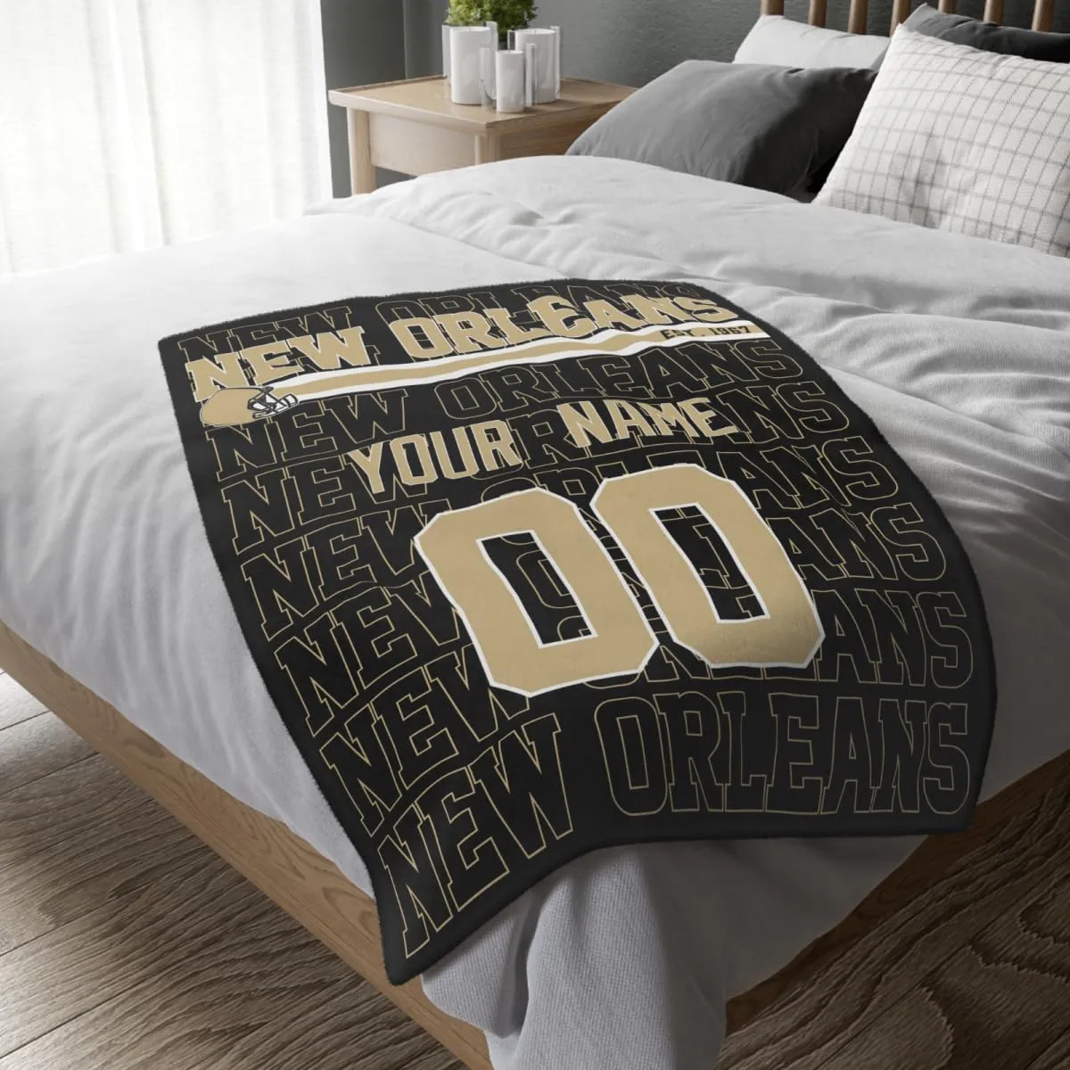 ANTKING New Orleans Throw Blanket for Men Women Boy Custom Name and Number Gifts