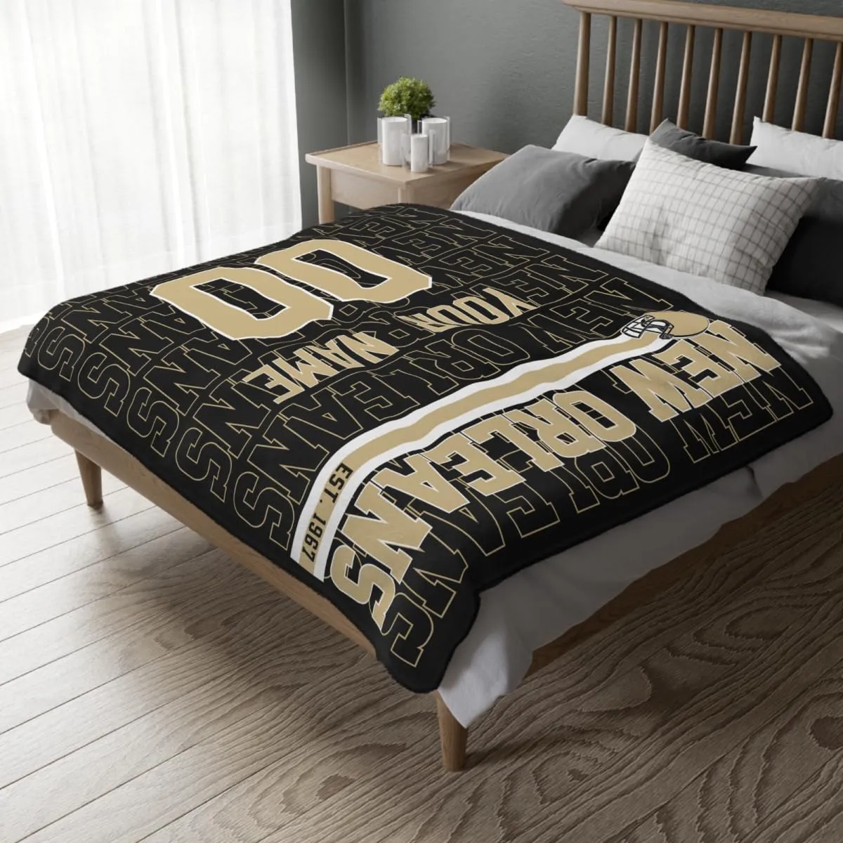 ANTKING New Orleans Throw Blanket for Men Women Boy Custom Name and Number Gifts